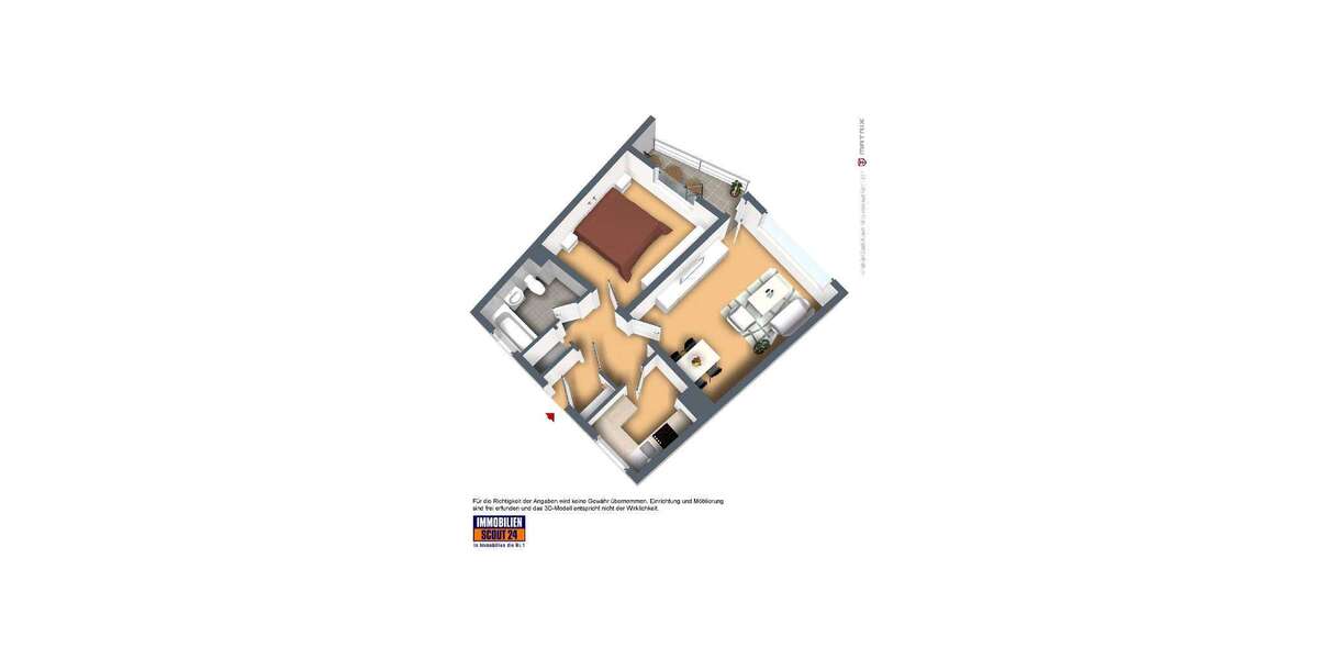 Etagenwohnung Remscheid Klausen - 2 Zimmer, 51 m&sup2;, 319&euro; | Angebot:27339399
